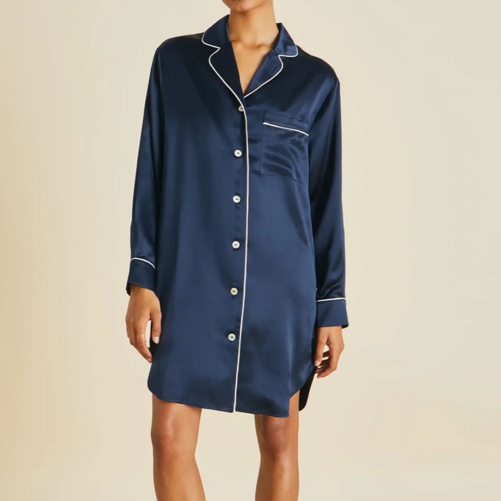 Olivia von Halle Poppy Nightshirt Navy Small